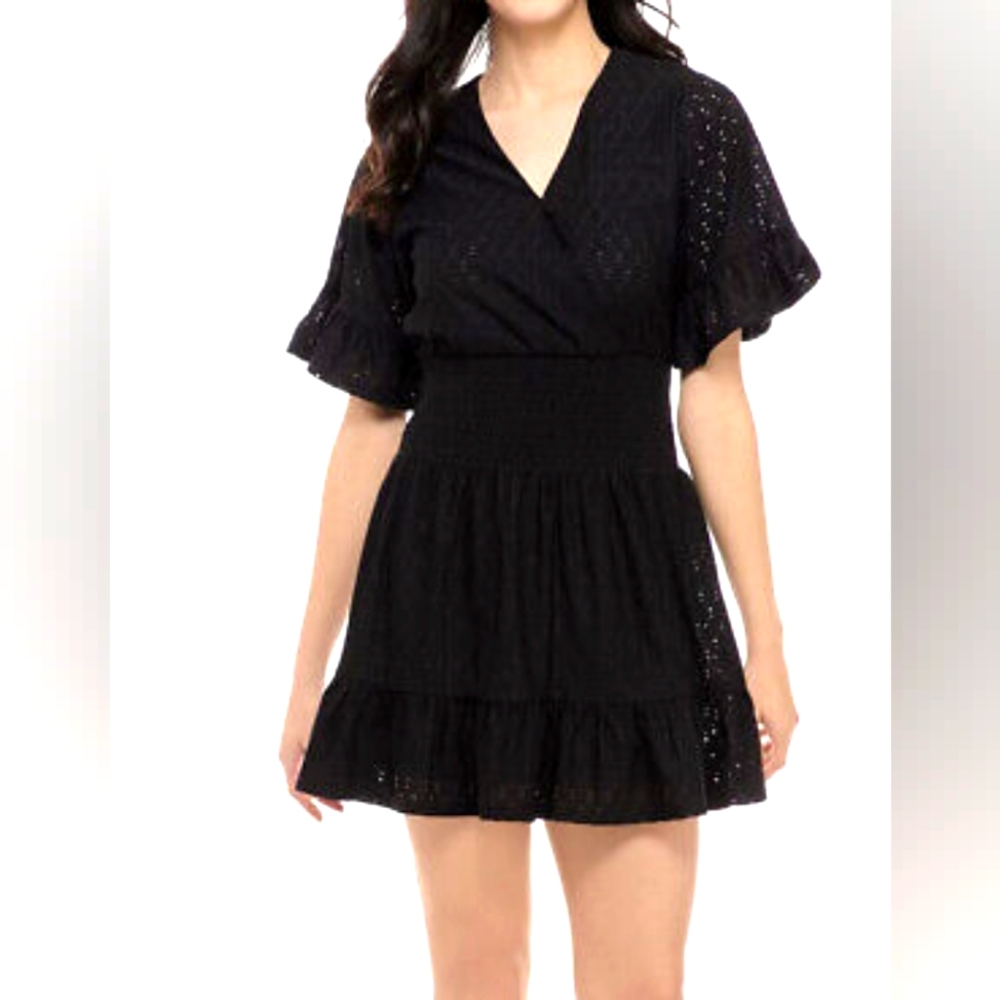 Michael Michael Kors Eyelet Dress Size *M/L in Black Fit & Flare Retail $135